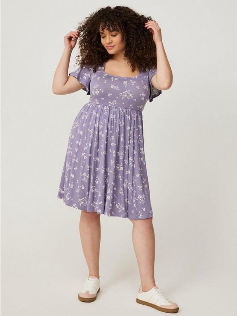 ⛵ Breezy & Bright! Torrid Sailing Ditsy Floral Flutter Sleeve Skater Dress - Picture 2 of 4